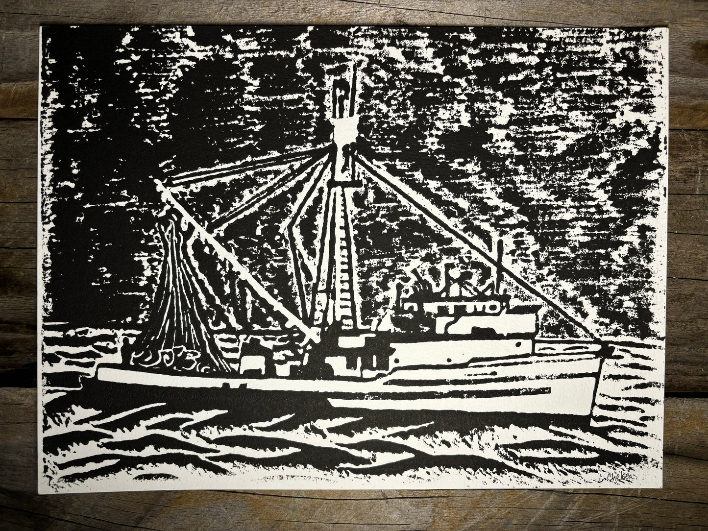 Fishing Boat Block Print