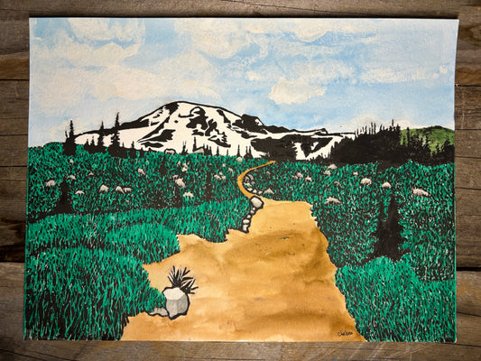 Mount Rainier Block Print