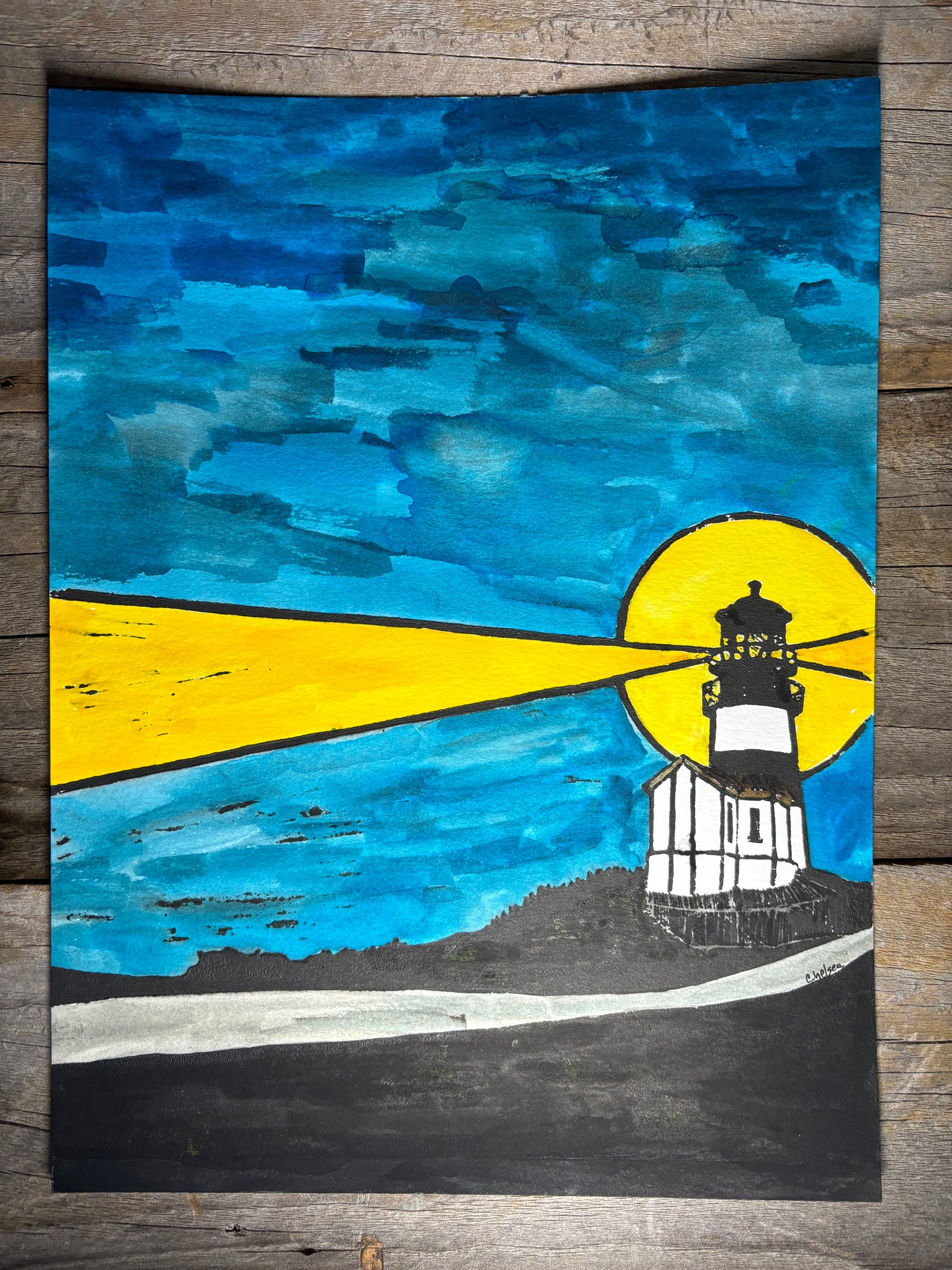 Cape Disappointment Lighthouse Block Print